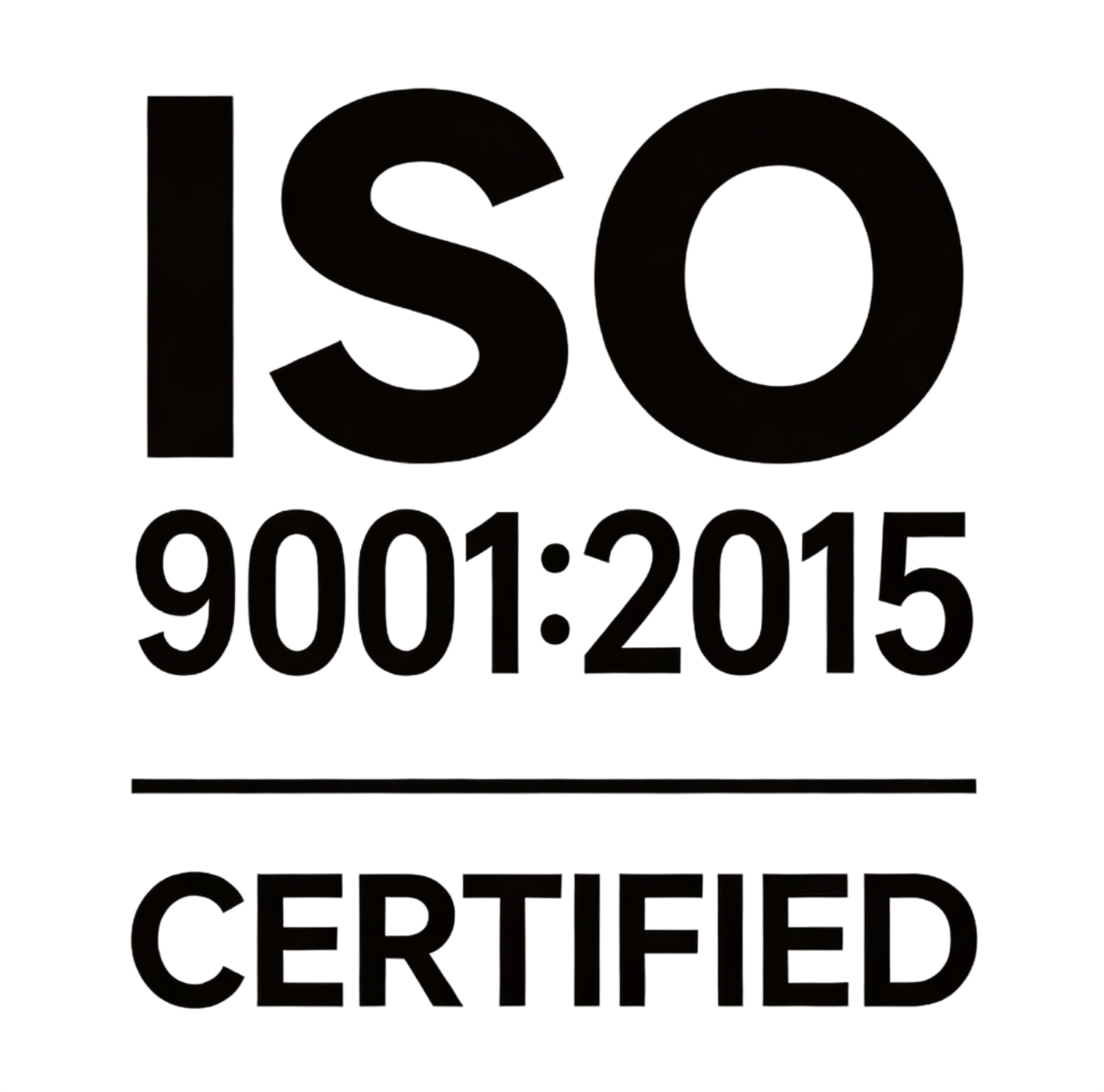 ISO 9001 quality management system certification logo, international standard symbol with number